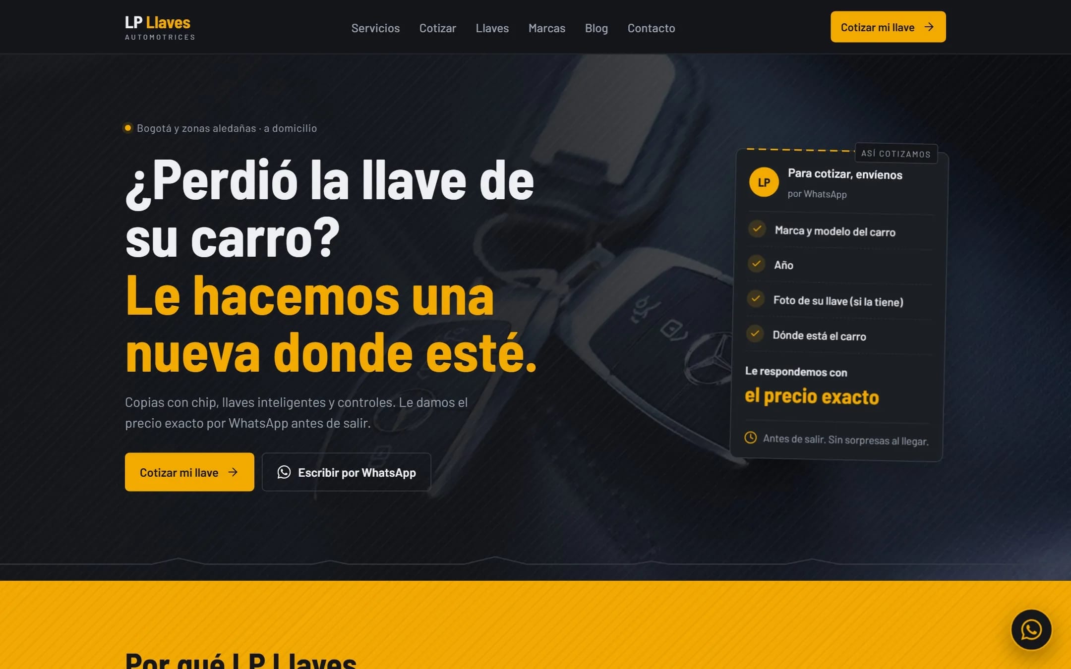 Página de inicio de LP Llaves Automotrices