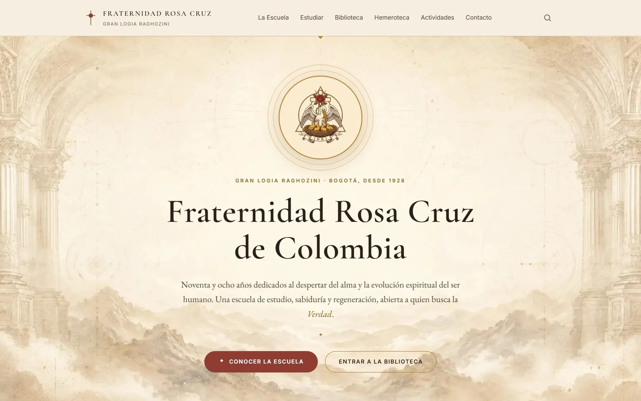 Página de inicio de la Fraternidad Rosa Cruz de Colombia
